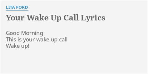 wake up call lyrics|your wake up call.